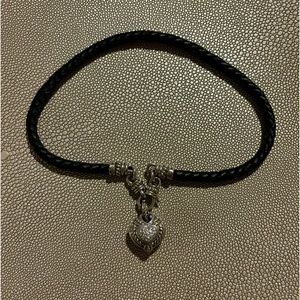 Judith Ripka Braided Leather Necklace With Diamonique Enhancer